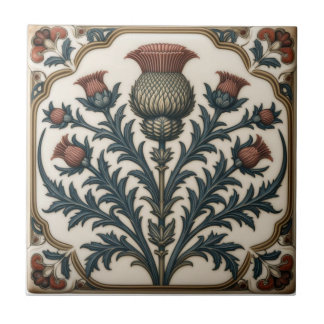 William Morris Scottish Thistle vintage floral  Ceramic Tile