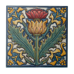 William Morris Scottish Thistle vintage floral  Ceramic Tile