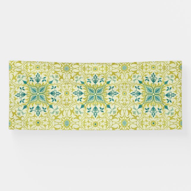 William Morris Seamless Ceiling Lime Green Pattern Banner (Horizontal)
