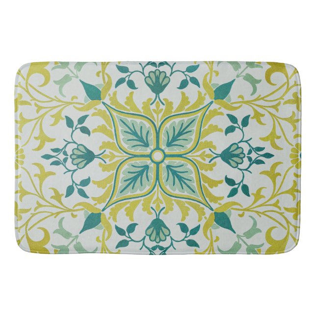 William Morris Seamless Ceiling Lime Green Pattern Bath Mat (Front)