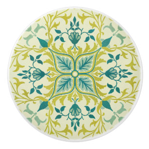 William Morris Seamless Ceiling Lime Green Pattern Ceramic Knob
