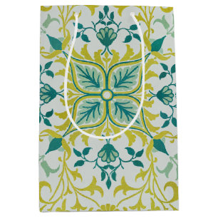 William Morris Seamless Ceiling Lime Green Pattern Medium Gift Bag