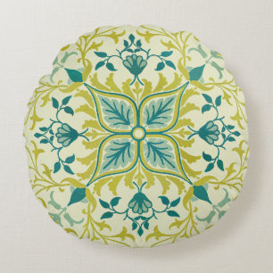 William Morris Seamless Ceiling Lime Green Pattern Round Cushion
