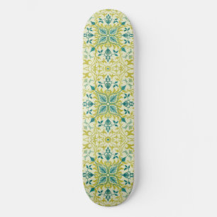 William Morris Seamless Ceiling Lime Green Pattern Skateboard