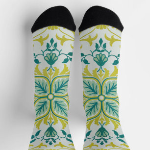 William Morris Seamless Ceiling Lime Green Pattern Socks