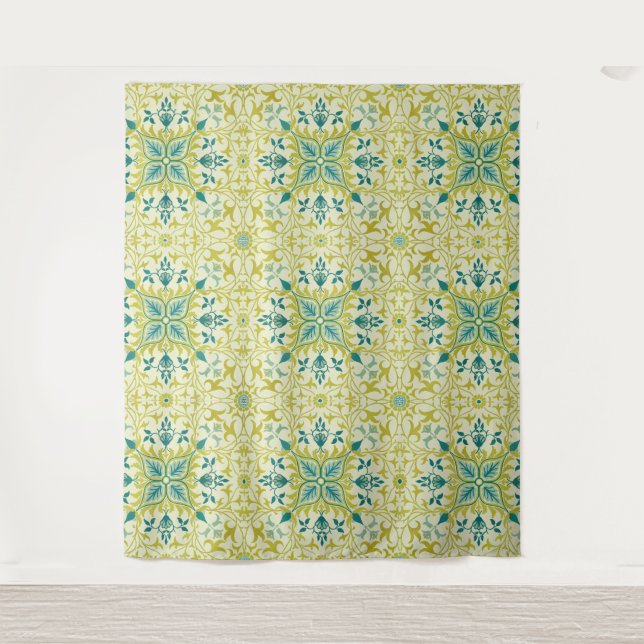 William Morris Seamless Ceiling Lime Green Pattern Tapestry (Front)