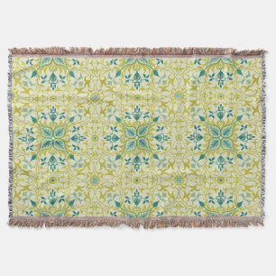 William Morris Seamless Ceiling Lime Green Pattern Throw Blanket