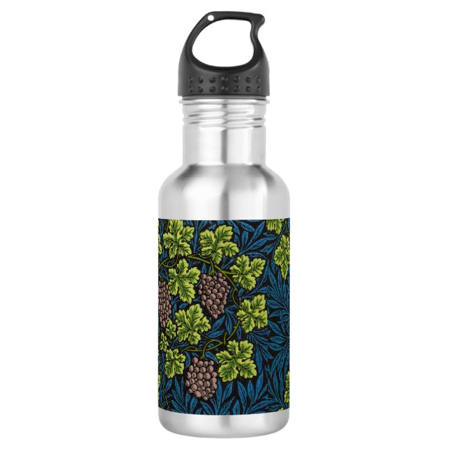 William Morris Seamless Grape Vine Black Pattern 532 Ml Water Bottle (Front)