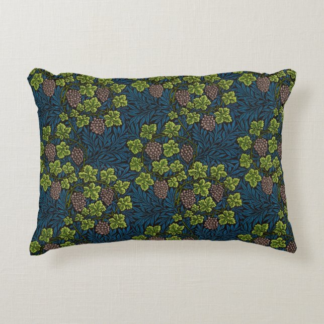 William Morris Seamless Grape Vine Black Pattern Decorative Cushion (Front)