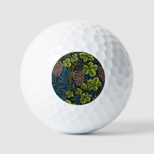 William Morris Seamless Grape Vine Black Pattern Golf Balls