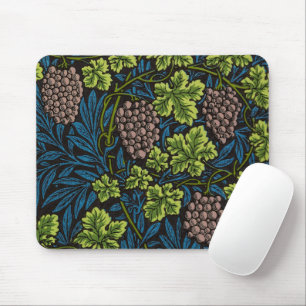 William Morris Seamless Grape Vine Black Pattern Mouse Pad