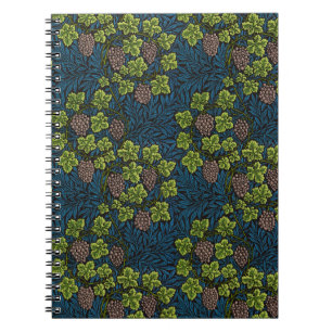 William Morris Seamless Grape Vine Black Pattern Notebook
