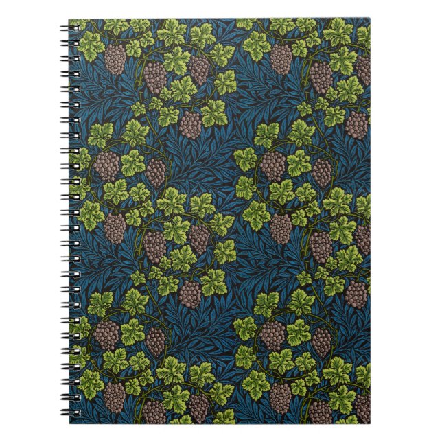 William Morris Seamless Grape Vine Black Pattern Notebook (Front)