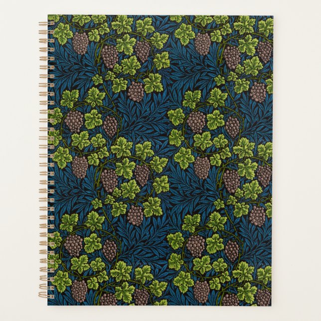 William Morris Seamless Grape Vine Black Pattern Planner (Front)