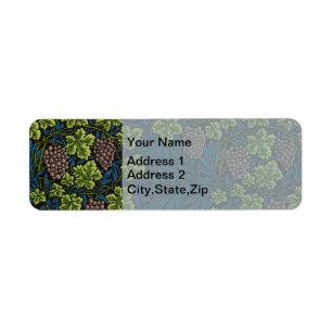 William Morris Seamless Grape Vine Black Pattern Return Address Label