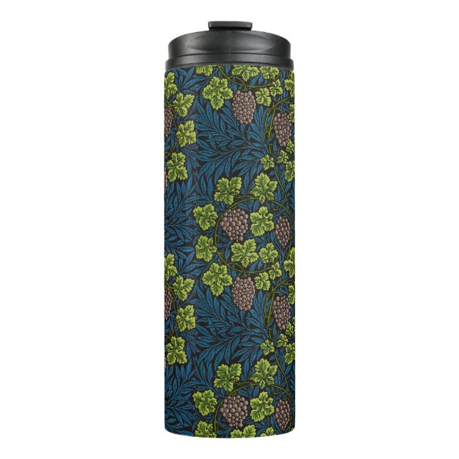 William Morris Seamless Grape Vine Black Pattern Thermal Tumbler (Front)
