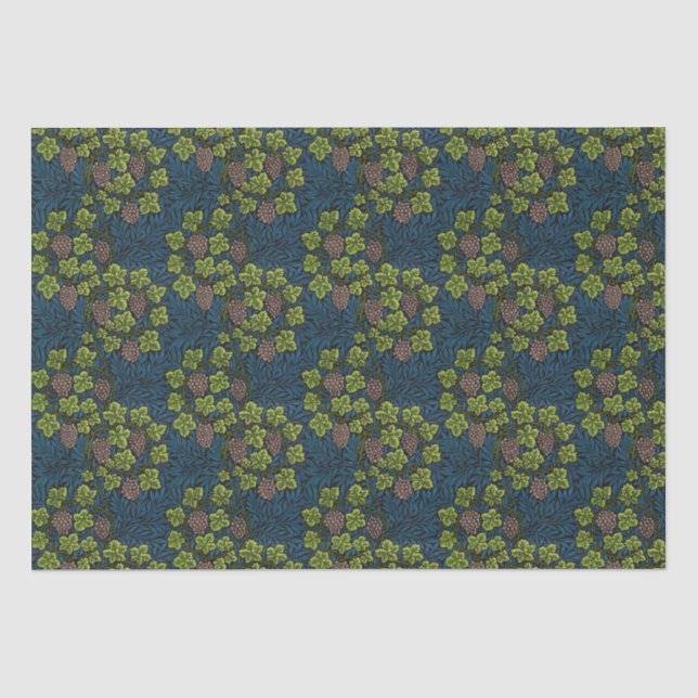 William Morris Seamless Grape Vine Black Pattern Tissue Paper (Front)
