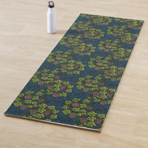 William Morris Seamless Grape Vine Black Pattern Yoga Mat