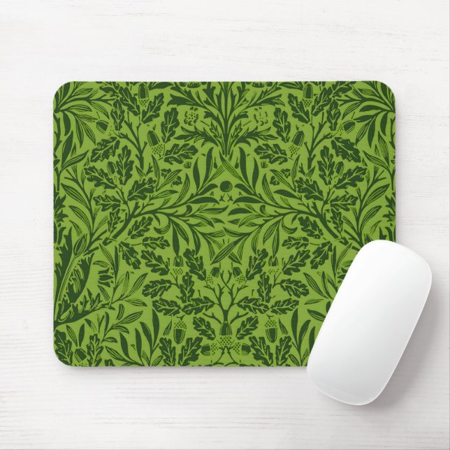William Morris Seamless Green Oak Leaf Pattern Mouse Pad (With Mouse)