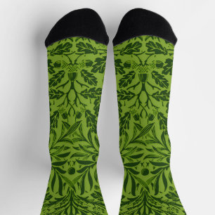 William Morris Seamless Green Oak Leaf Pattern Socks