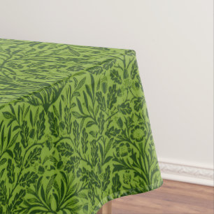 William Morris Seamless Green Oak Leaf Pattern Tablecloth
