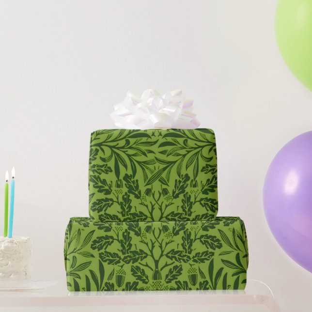William Morris Seamless Green Oak Leaf Pattern Wrapping Paper (Party Gifts)