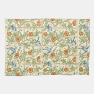 William Morris Seamless Trellis Bird Rose Pattern Tea Towel