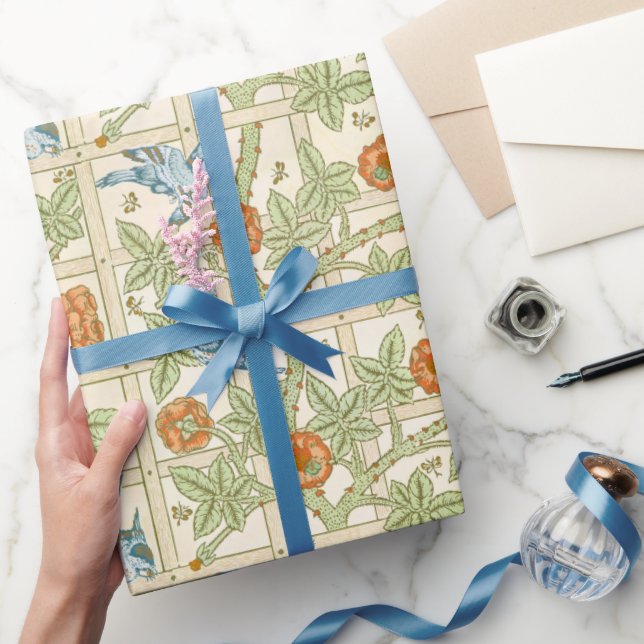 William Morris Seamless Trellis Bird Rose Pattern Wrapping Paper (Gifting)