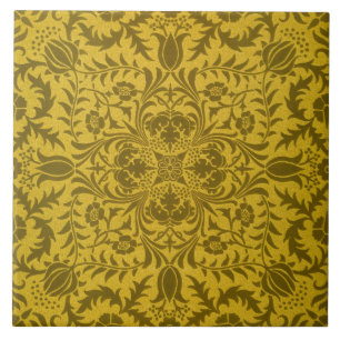 William Morris Seamless Vine Gold Yellow Pattern Ceramic Tile