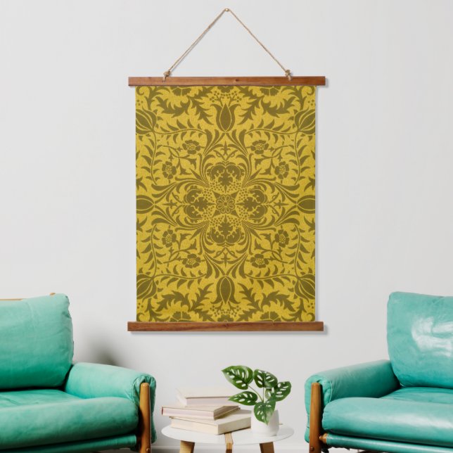 William Morris Seamless Vine Gold Yellow Pattern Hanging Tapestry (Living Room)