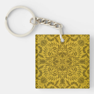 William Morris Seamless Vine Gold Yellow Pattern Key Ring