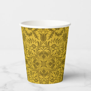 William Morris Seamless Vine Gold Yellow Pattern Paper Cups