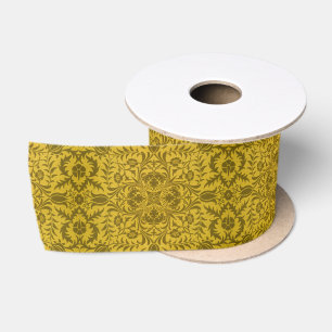William Morris Seamless Vine Gold Yellow Pattern Satin Ribbon