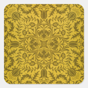 William Morris Seamless Vine Gold Yellow Pattern Square Sticker