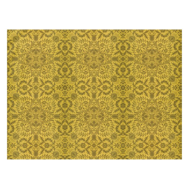 William Morris Seamless Vine Gold Yellow Pattern Tablecloth (Front (Horizontal))