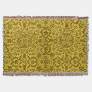 William Morris Seamless Vine Gold Yellow Pattern Throw Blanket