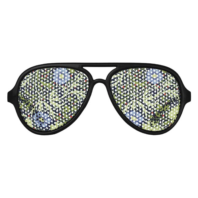 William Morris Seaweed Antique Flower Aviator Sunglasses (Front)