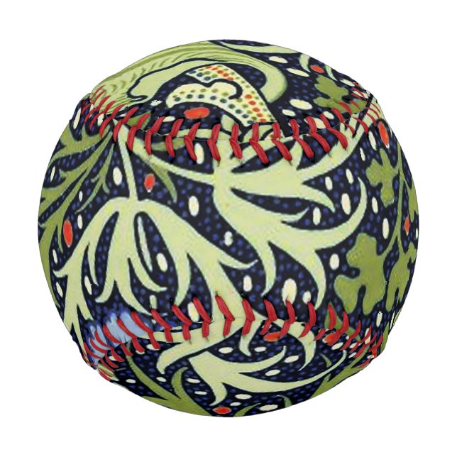 William Morris Seaweed Antique Flower Baseball (Front)