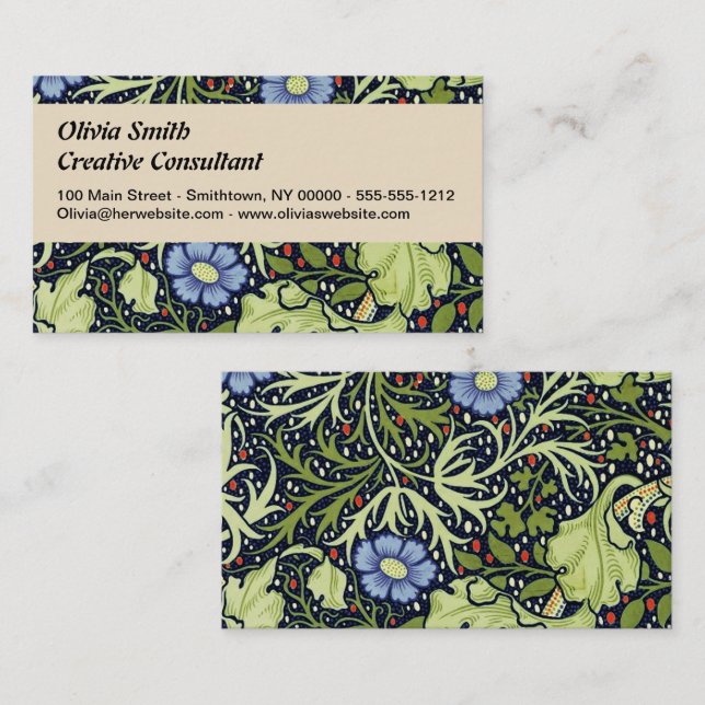 William Morris Seaweed Antique Flower Business Card (Front/Back)