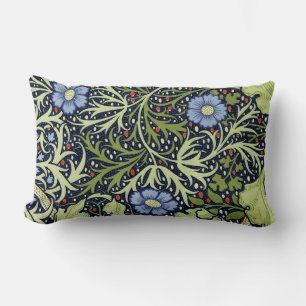William Morris Seaweed Antique Flower Lumbar Cushion