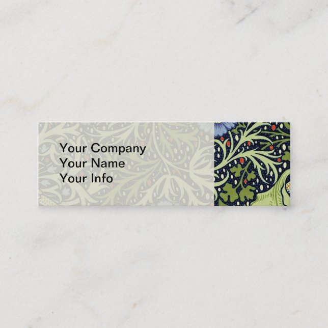 William Morris Seaweed Antique Flower Mini Business Card (Front)
