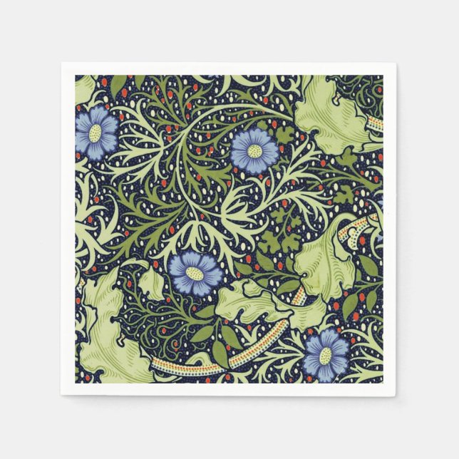 William Morris Seaweed Antique Flower Napkin (Front)