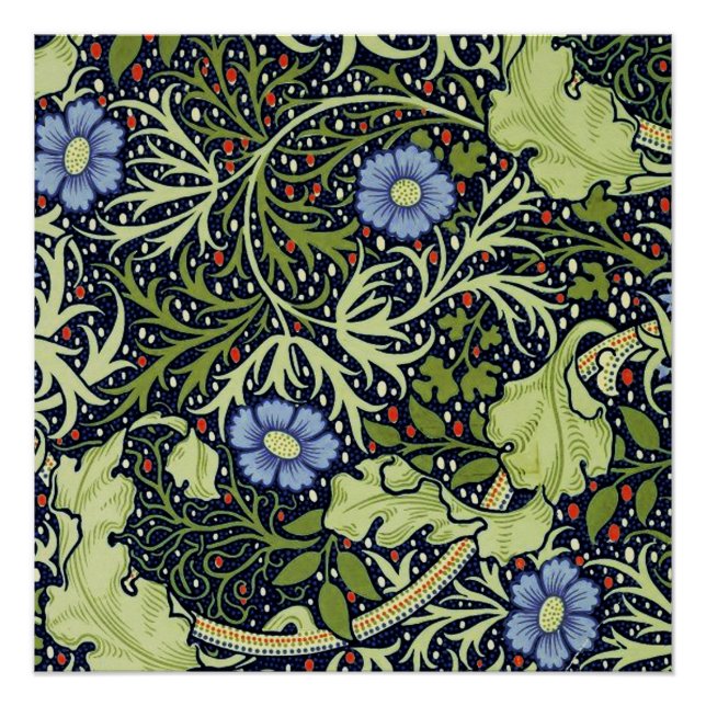William Morris Seaweed Antique Flower Poster (Front)