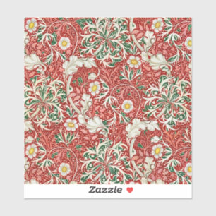 William Morris Seaweed Antique Flower Red Green