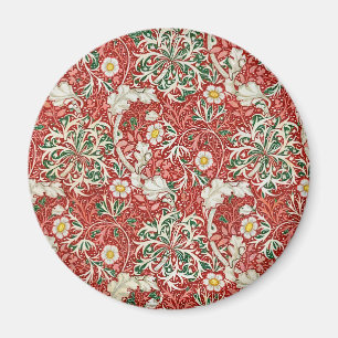 William Morris Seaweed Antique Flower Red Green Magnet
