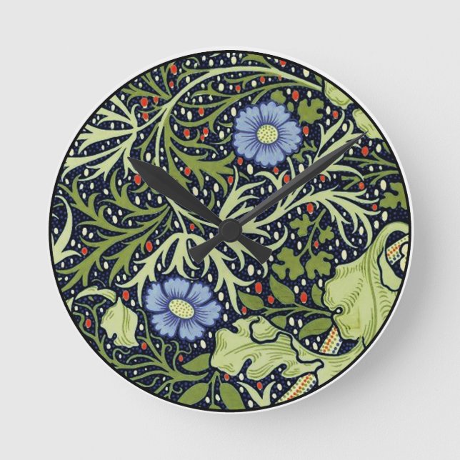 William Morris Seaweed Antique Flower Round Clock (Front)