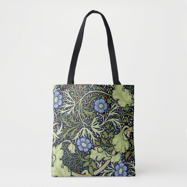 William Morris Seaweed Antique Flower Tote Bag (Front)