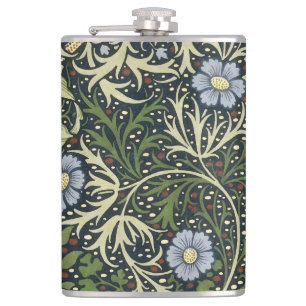 William Morris Seaweed Pattern Floral Vintage Art Hip Flask