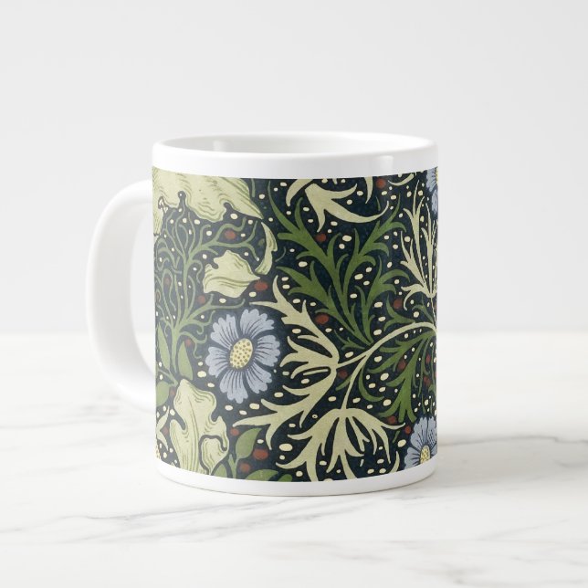 William Morris Seaweed Pattern Floral Vintage Art Large Coffee Mug (Front Left)