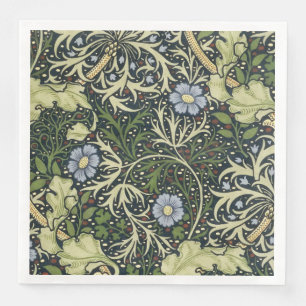 William Morris Seaweed Pattern Floral Vintage Art Napkin